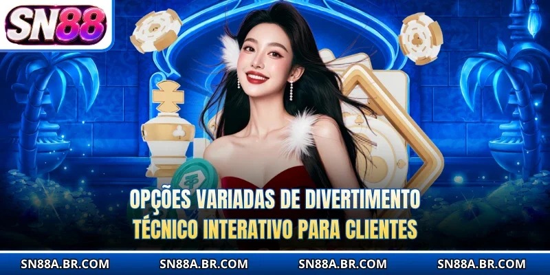 Opções variadas de divertimento técnico interativo para clientes